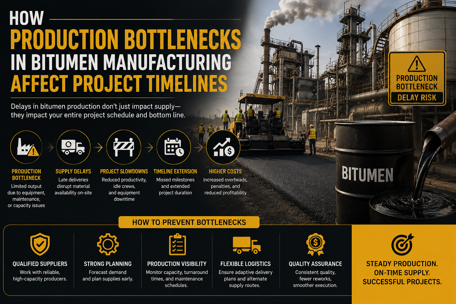 How Production Bottlenecks in Bitumen Manufacturing Affect Project Timelines