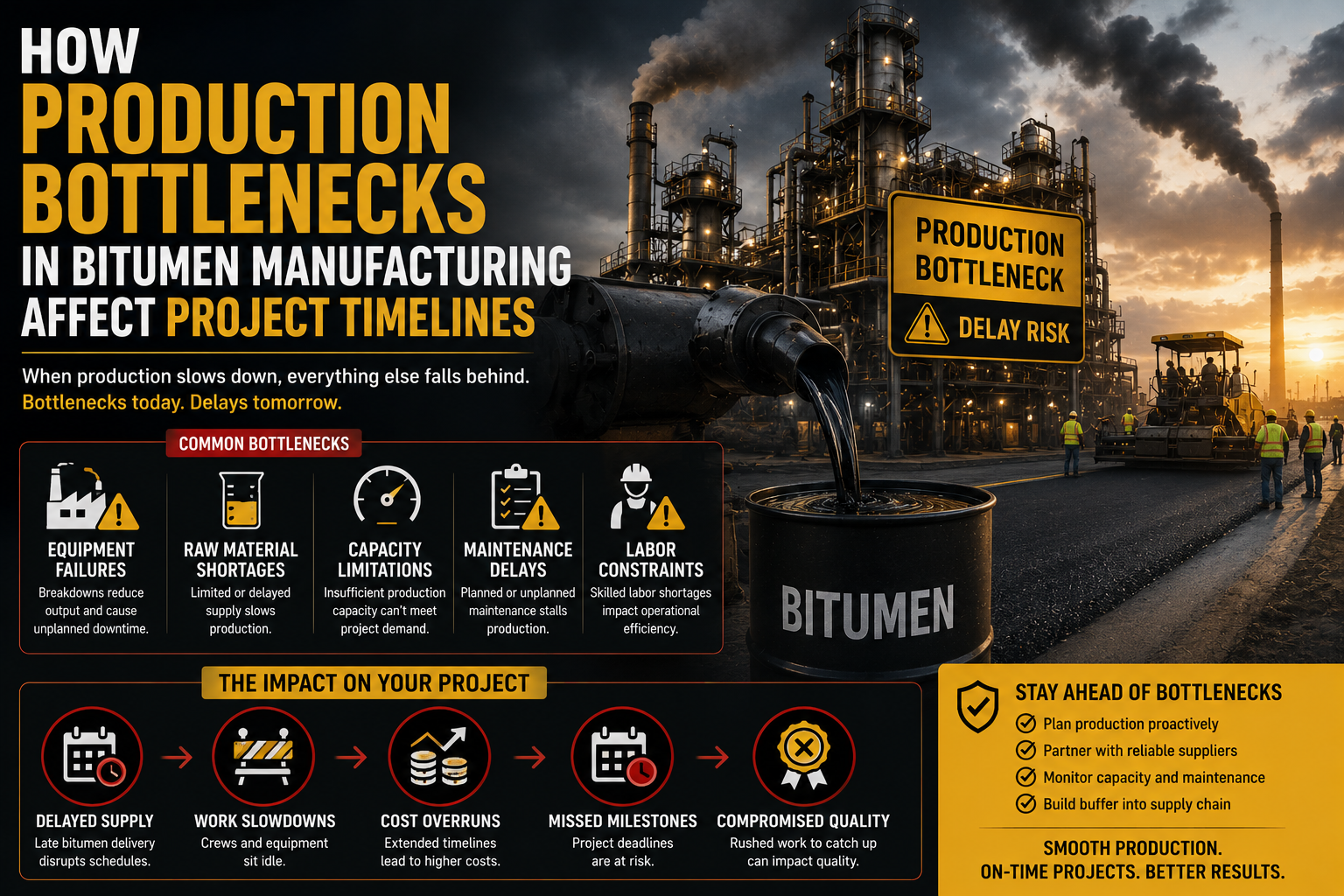 How Production Bottlenecks in Bitumen Manufacturing Affect Project Timelines