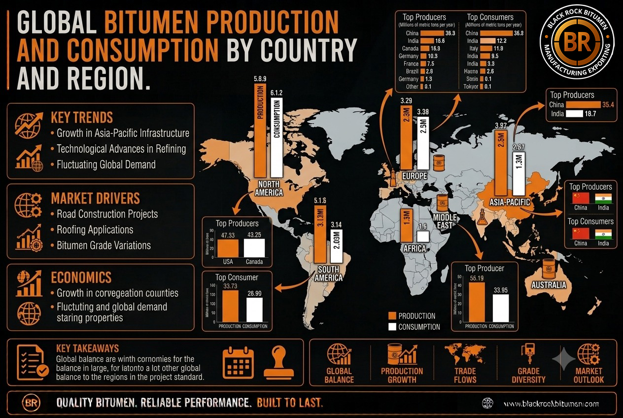Global Bitumen Production and Consumption by Country and Region