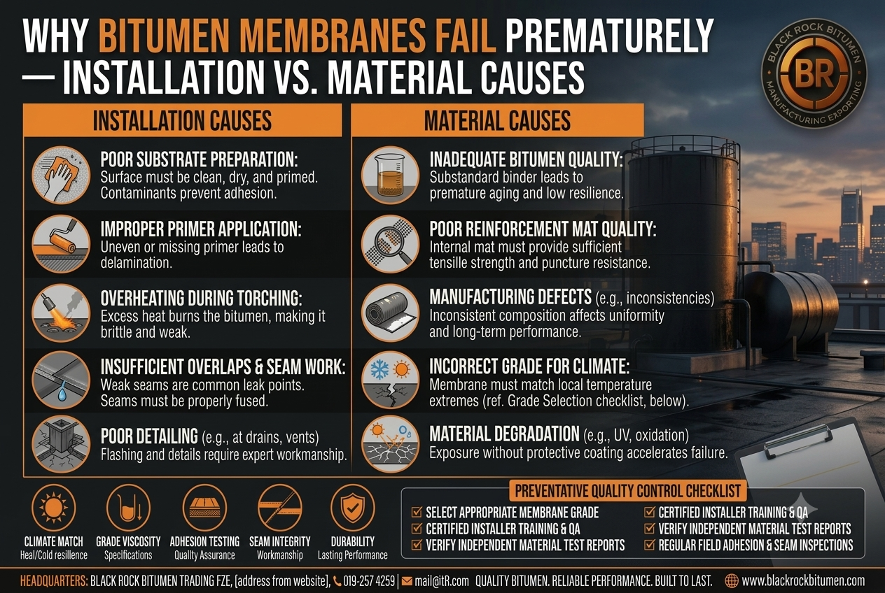Why Bitumen Membranes Fail Prematurely — Installation vs. Material Causes